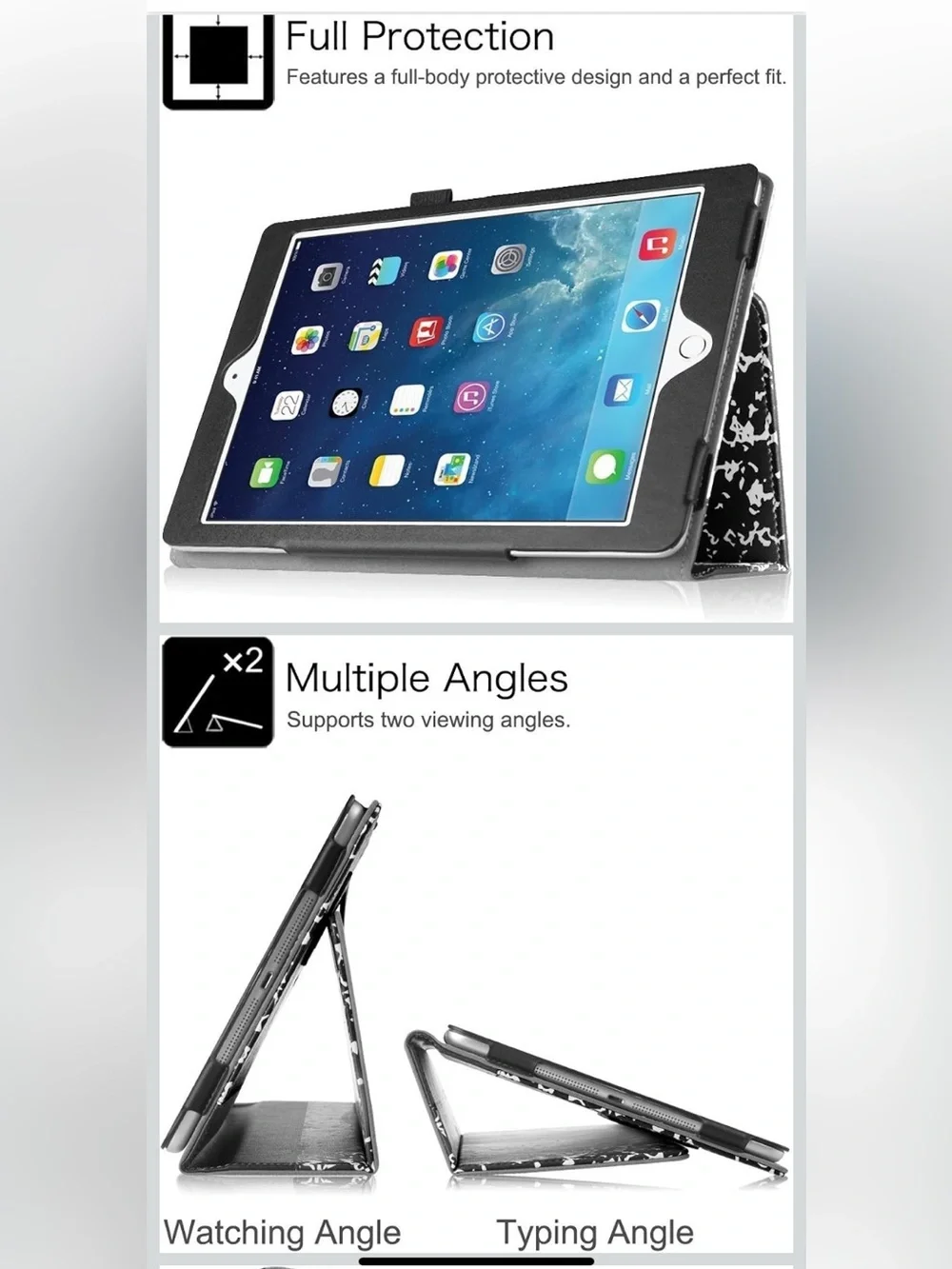 Composition Book Tablet Cover iPad Mini 1/2/3 EUC Black and White